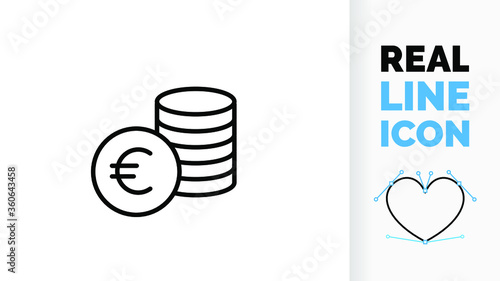 Editable line icon of a stack of euro coins. Part of a huge set of editable line icons!  photo