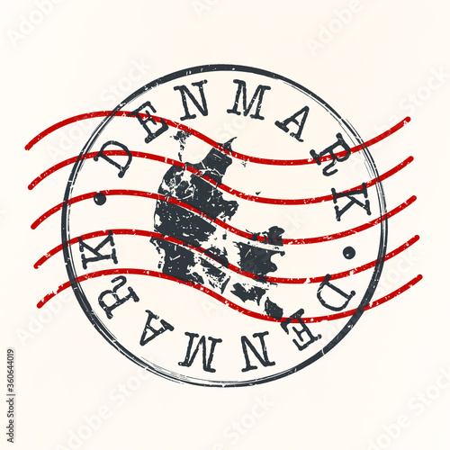 Denmark Stamp Postal. Map Silhouette Seal. Passport Round Design. Vector Icon. Design Retro Travel.