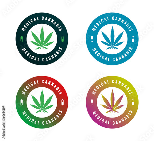 stickers on medical cannabis in vector