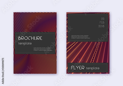 Black cover design template set. Orange abstract l