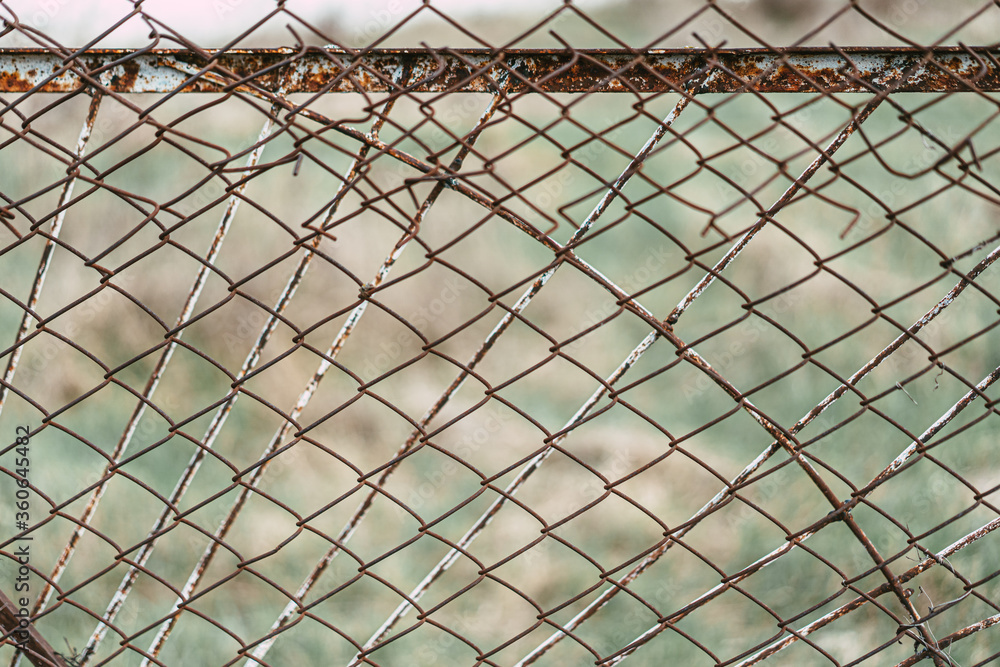 Fototapeta premium Iron rusty net as a blockage