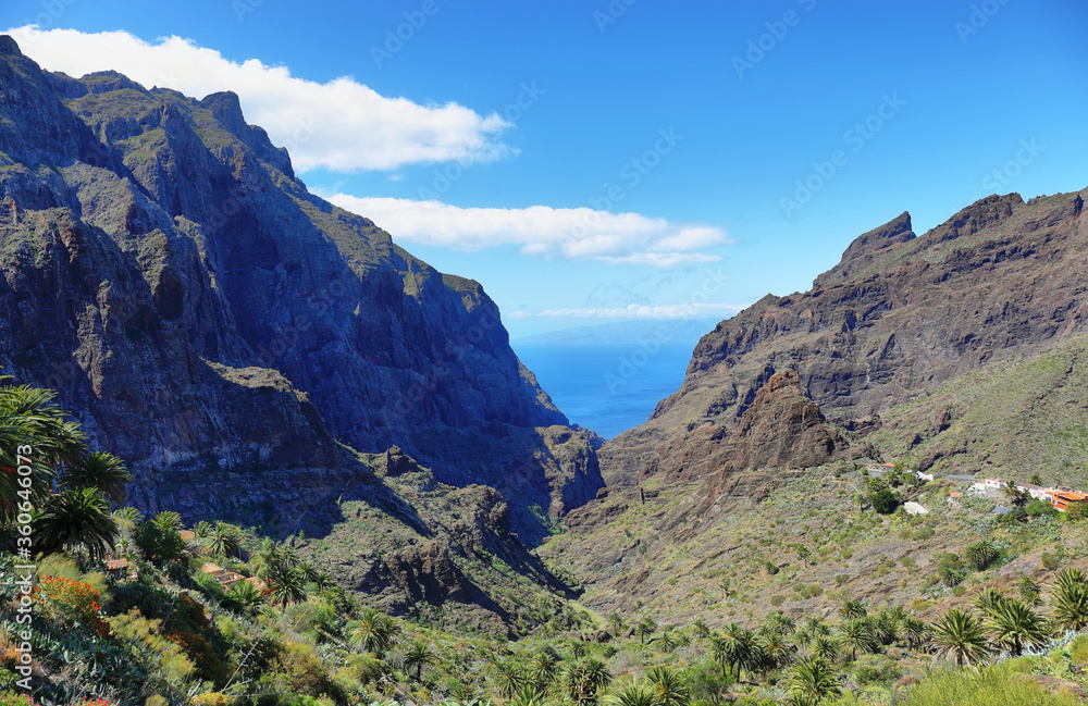 Breathtaking landscape in road to Masca, small village in Tenerife island, Spain