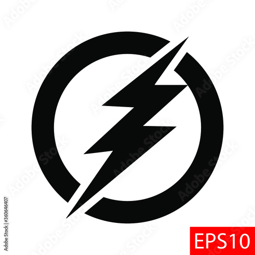 Electric power lightning bolt logo design concept. Energy vector icon isolated on white background