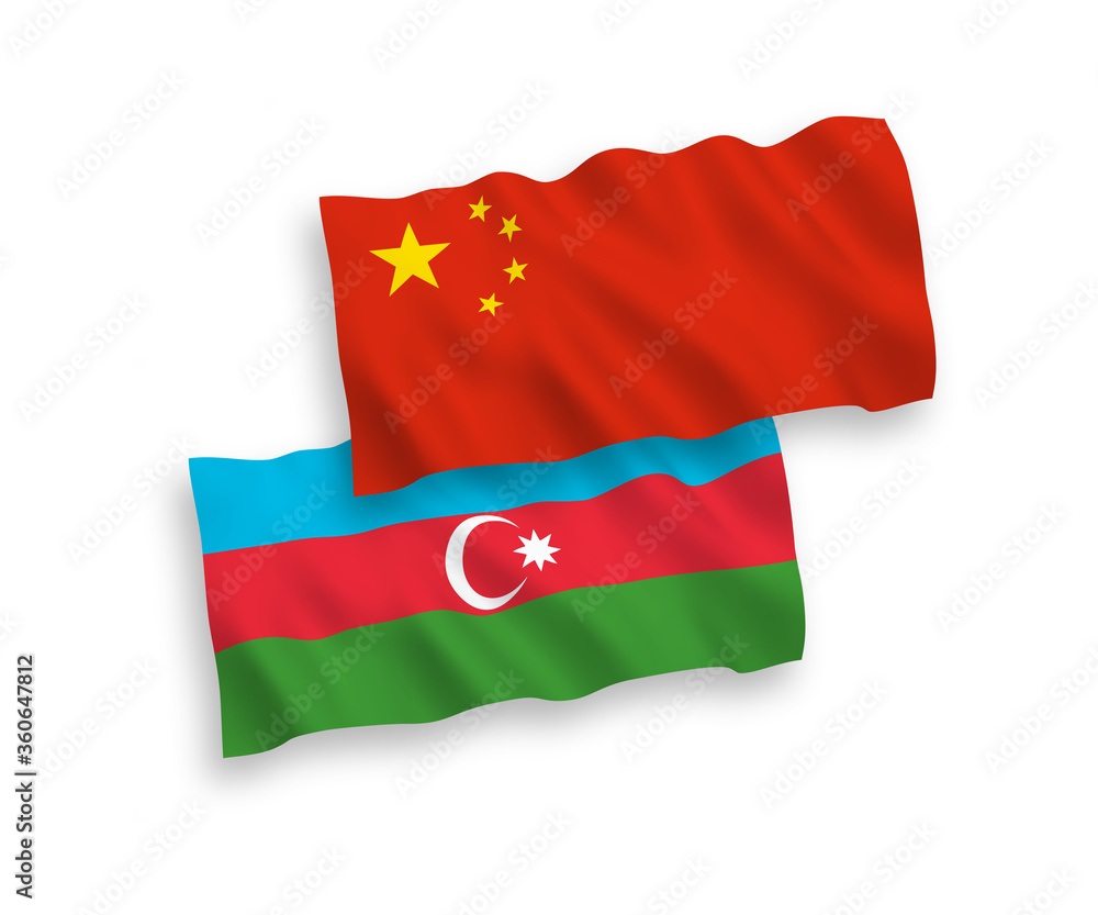 Fototapeta premium Flags of Azerbaijan and China on a white background