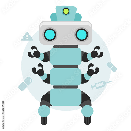 Medical robot with flat design. To see the other vector robot illustrations , please check Robot collection.