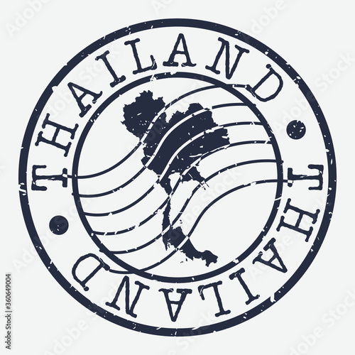 Thailand Stamp Postal. Map Silhouette Seal. Passport Round Design. Vector Icon. Design Retro Travel.
