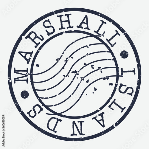 Marshall Islands Stamp Postal. Map Silhouette Seal. Passport Round Design. Vector Icon. Design Retro Travel.