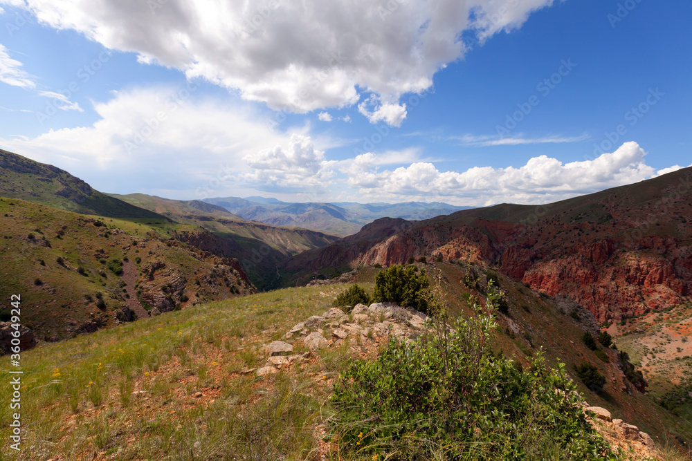 Mountain landscape with blue sky and clouds in summer Mountain landscape with blue sky and clouds in summer