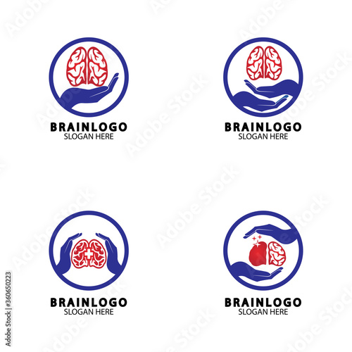  Brain logo designs concept vector, Health Brain Pulse logo, Brain care logo template vector