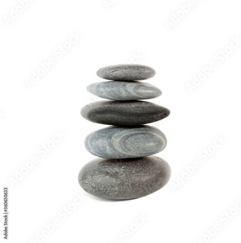 Balance stone pyramid isolated on white background. Balancing stones set.