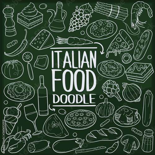 Italian Food Doodle Icon Chalkboard Sketch Hand Made Vector Art