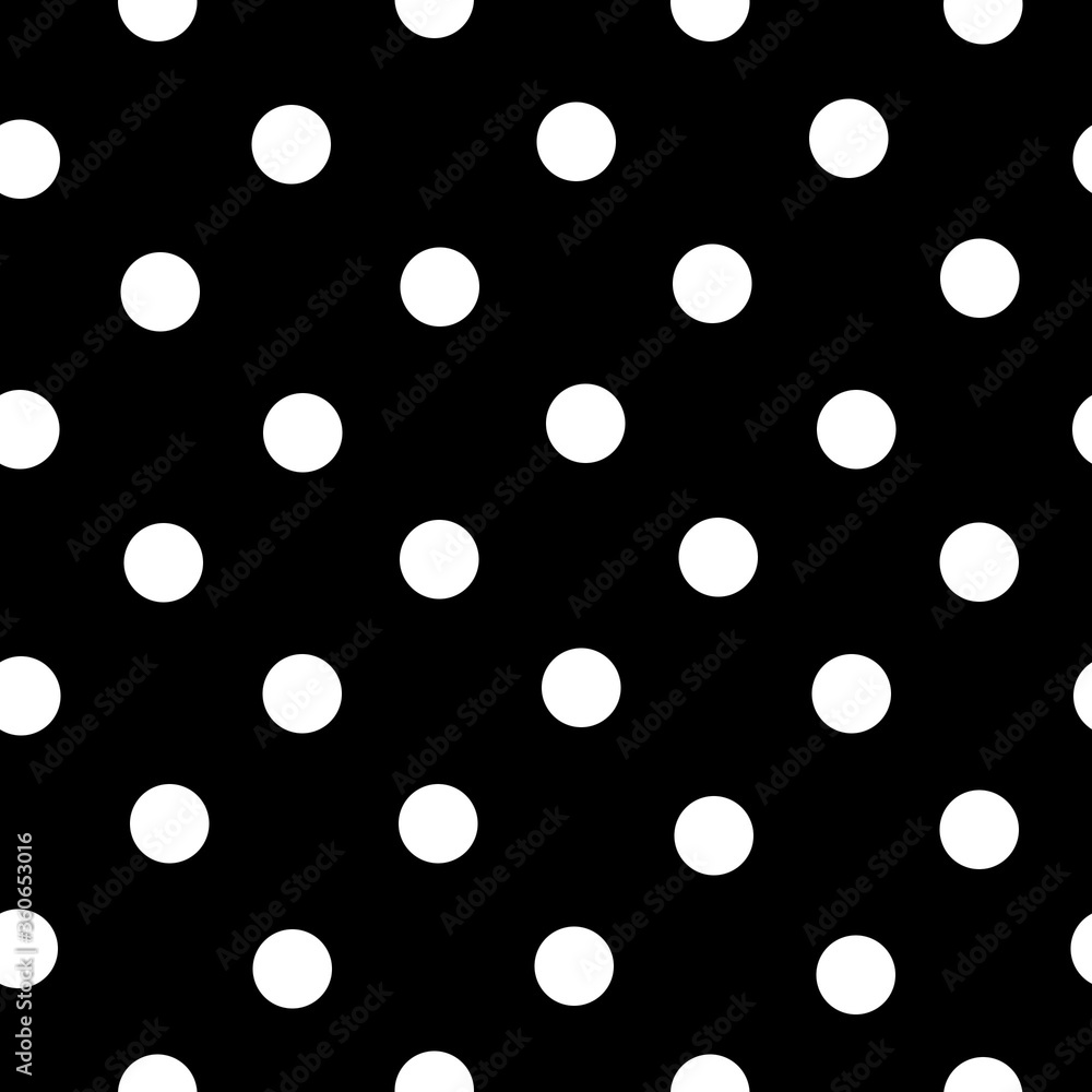 Seamless polka dots pattern, black and white, circles 