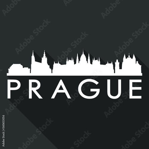 Prague Flat Icon Skyline Silhouette Design City Vector Art Famous Buildings.