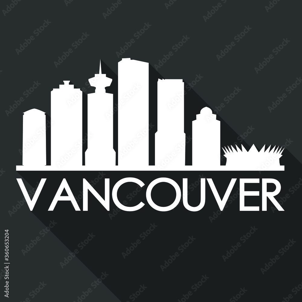 Vancouver Flat Icon Skyline Silhouette Design City Vector Art Famous Buildings.
