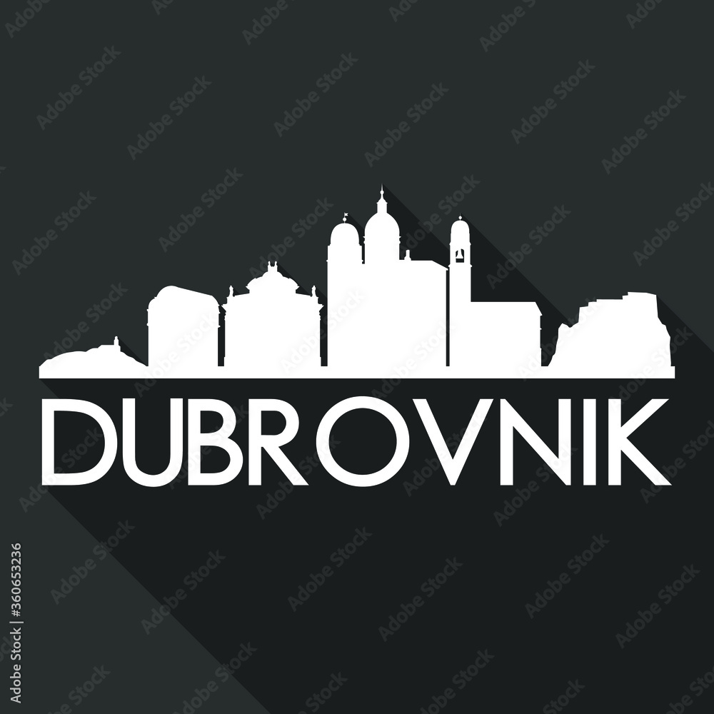 Dubrovnik Flat Icon Skyline Silhouette Design City Vector Art Famous Buildings.
