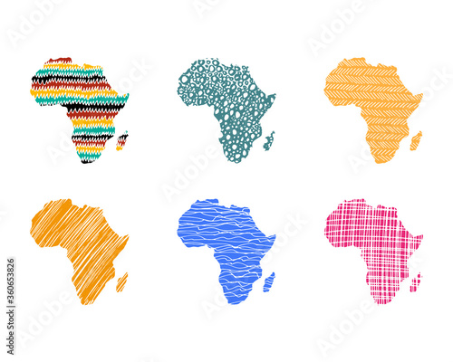 Textured vector set map of Africa