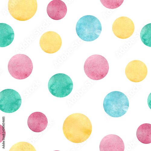 Abstract watercolor background, seamless pattern with circles 
