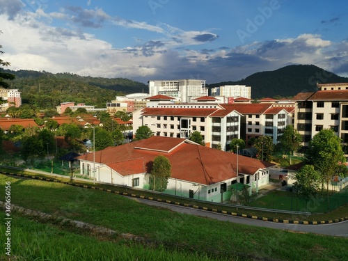 Panorama at the top of hill near Kolej Sains Kesihatan Bersekutu Sungai Buloh, located in Selangor, Malaysia