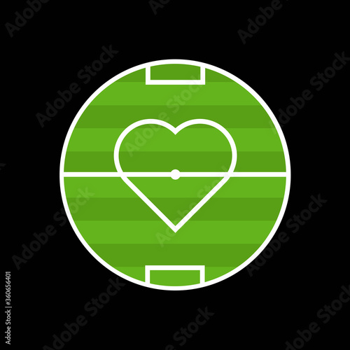 I love football. Heart with football ball glyph icon. Symbol, logo illustration. Vector graphics