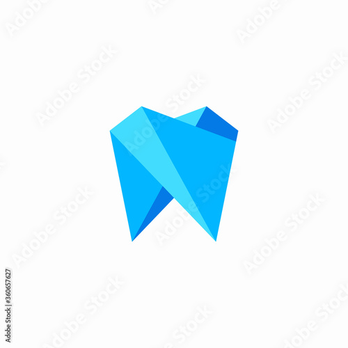 tooth origami logo blue geometric