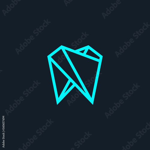 tooth origami logo blue geometric