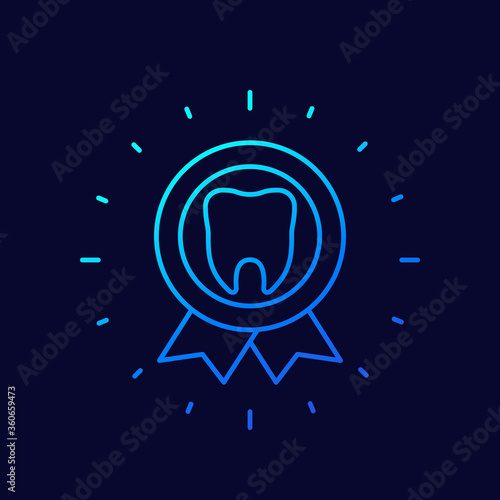 dental certificate icon, linear badge