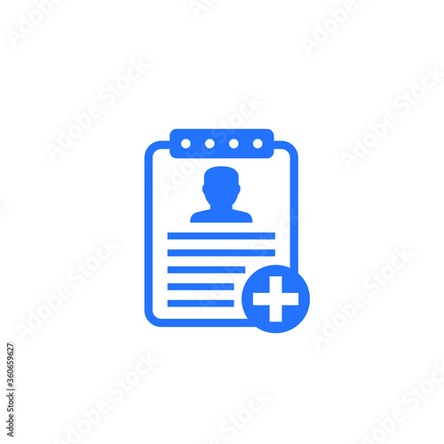 medical history, patient data icon on white