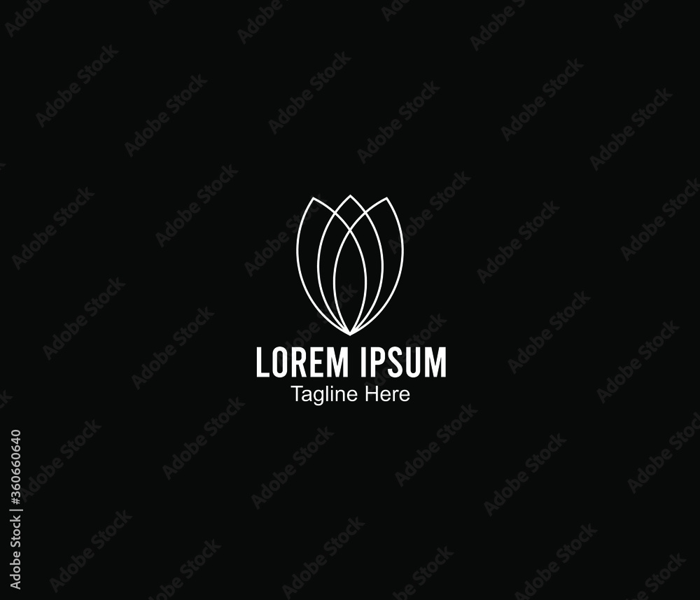 Logo Design Lotus White Vector With Black Background
