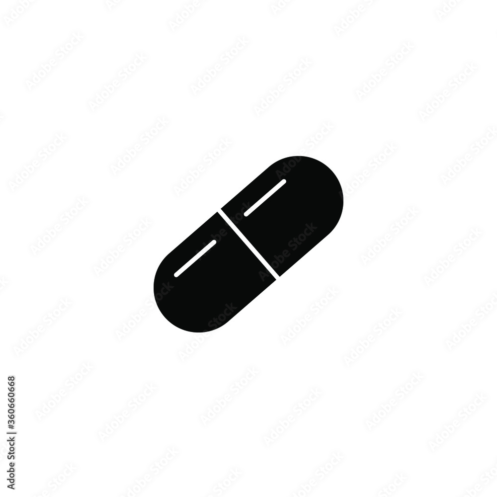 Capsule vector solid black glyph flat icon, medical icon Capsule vector solid black glyph flat icon, medical icon