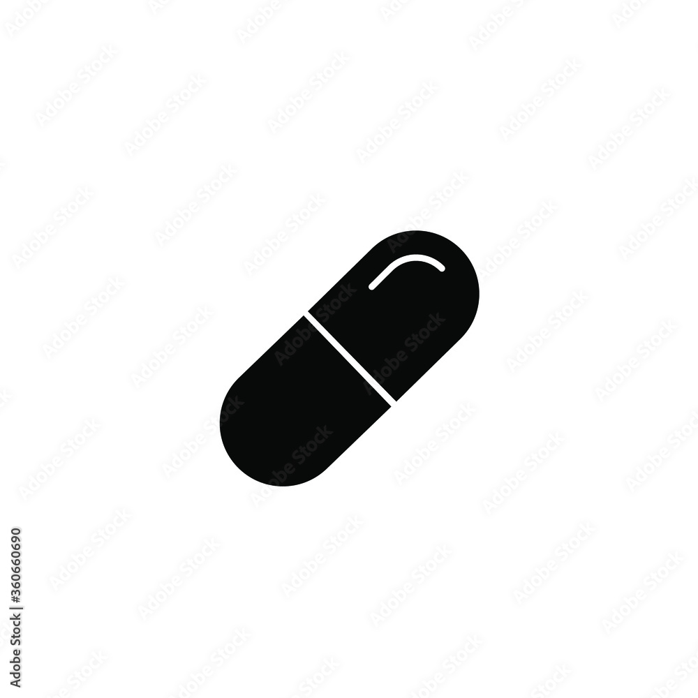 Capsule vector solid black glyph flat icon, medical icon Capsule vector solid black glyph flat icon, medical icon
