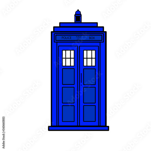 Leinwand Poster vector illustration blue police call box isolated