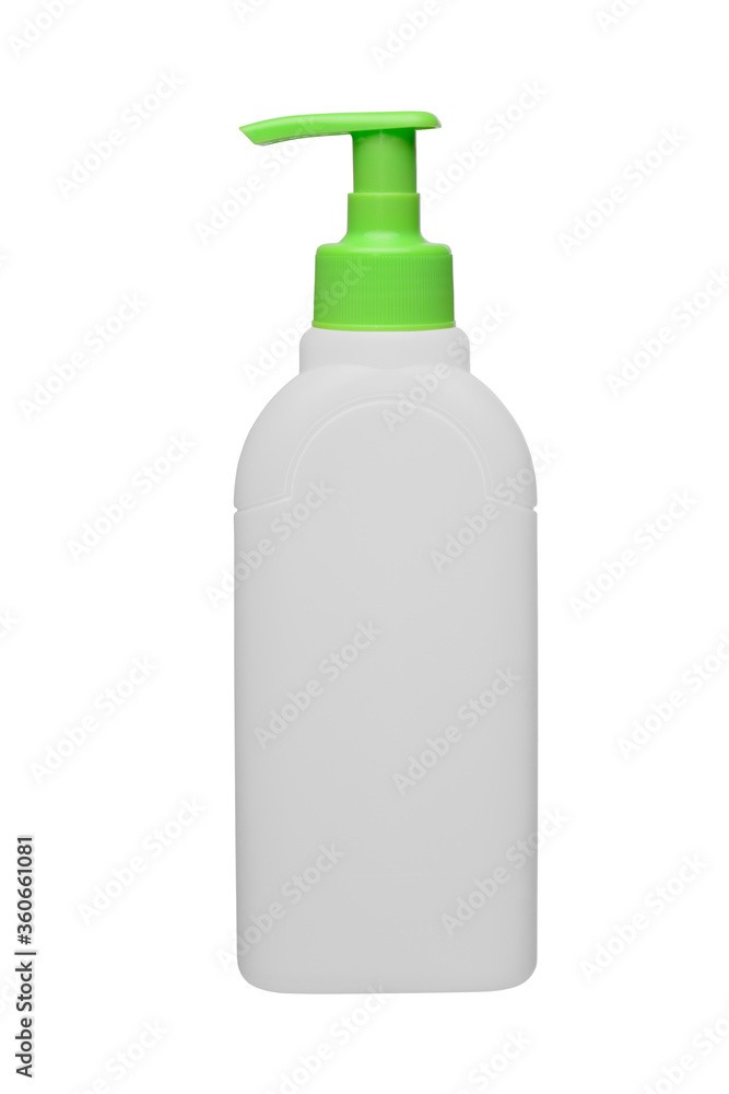 plastic bottle with a dispenser for liquid soap or sanitizer. Isolated on a white background plastic bottle with a dispenser for liquid soap or sanitizer. Isolated on a white background