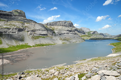 River delta in the Daubensee above Leukerbad. photo