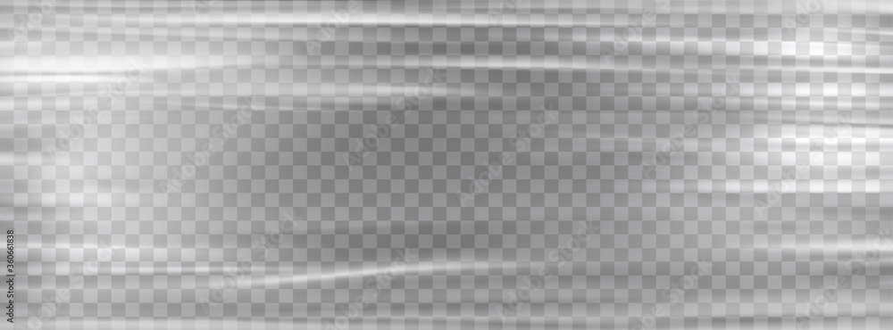 Transparent plastic wrap. Cellophane white stretch plastic wrap mockup ...