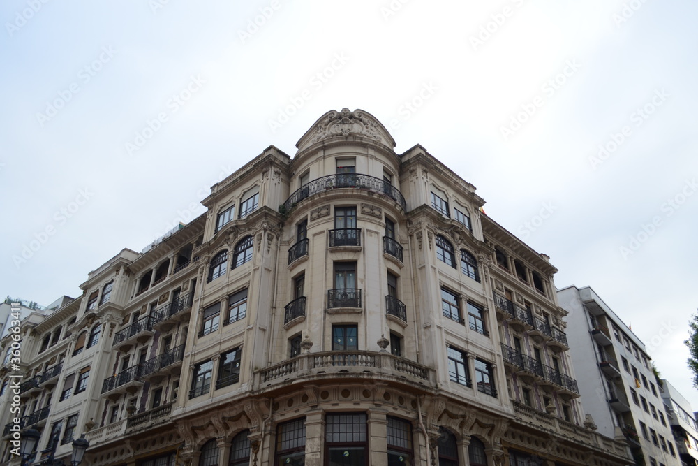 Facade of apartments in the centre of Oviedo.