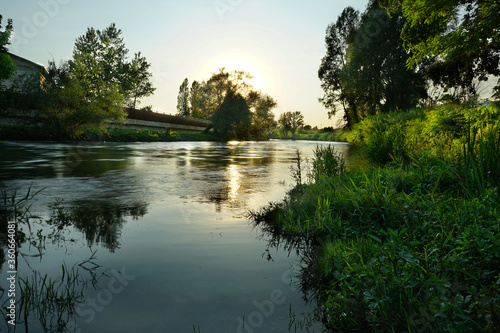 River urban park at the sunset in Terni, Umbria, Italia