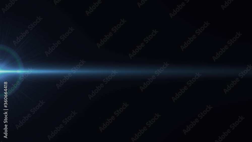 Anamorphic lens flare from a photo camera lens. Anamorphic background.