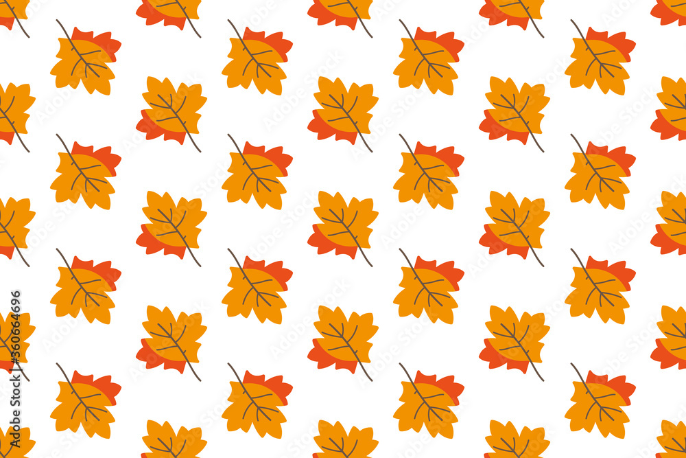 Maple leaves on a white background, geometric seamless pattern. Autumn background. Maple leaves on a white background, geometric seamless pattern. Autumn background.