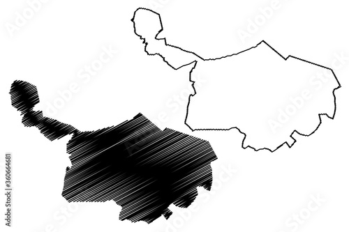 Ghaziabad City (Republic of India, Uttar Pradesh State) map vector illustration, scribble sketch City of Ghaziabad map photo