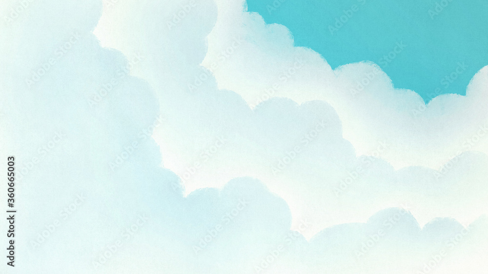 分厚い雲と青空のイラスト 積雲 幻想的な背景装飾 分厚い雲と青空のイラスト 積雲 幻想的な背景装飾