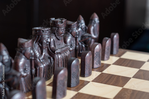 Chess pieces on a chessboard - Scotland, United Kingdum photo