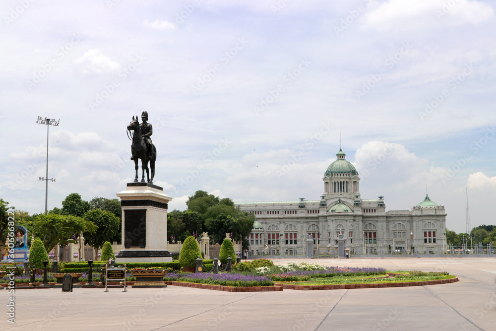 Equestrian statue of Chulalongkorn the Great is an outdoor sculpture in cast bronze at the center of the Royal Plaza and The Ananta Samakhom Throne Hall at Bangkok, Its was erected in 1908.