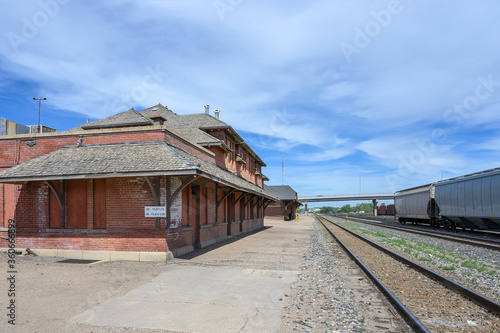Old brick train station in Swift Current, Saskatchewan, Canada © jkgabbert