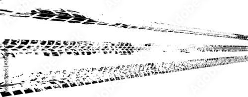 Vector Print Textured Tire Track . Design Element . Car tread silhouette . Mud splash grunge texture