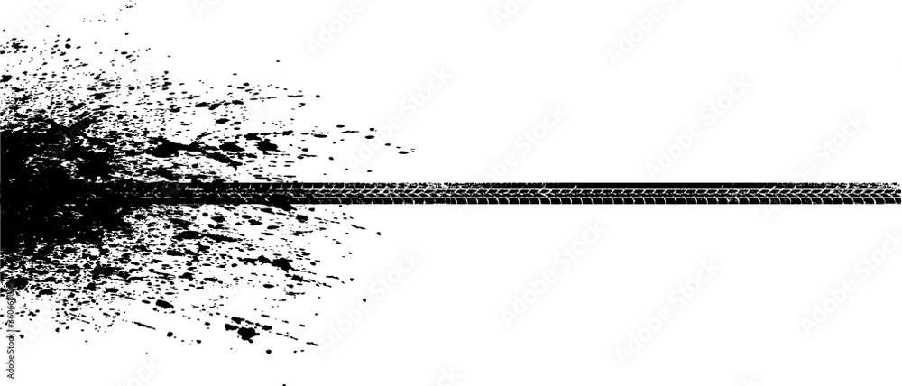 Vector Print Textured Tire Track . Design Element . Car tread silhouette . Mud splash grunge texture Vector Print Textured Tire Track . Design Element . Car tread silhouette . Mud splash grunge texture