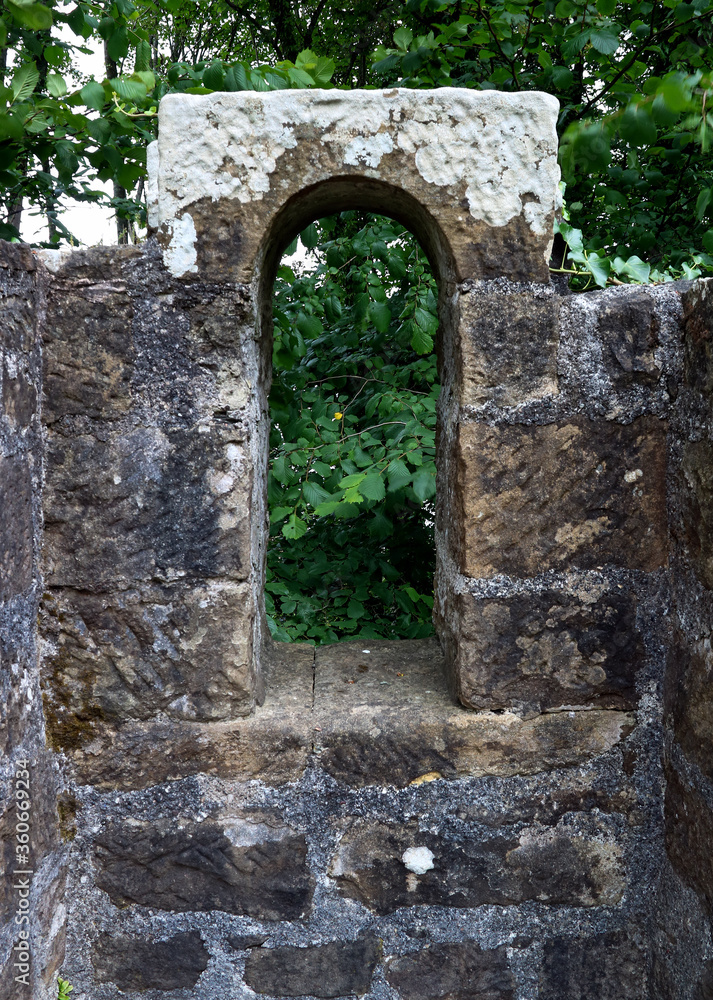 Old Stone Arch Window in a Country Estate
