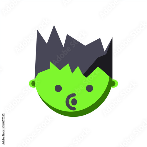 vector icon of naughty emoji of green evil face
