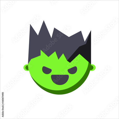 vector icon of confounded  emoji of green evil face