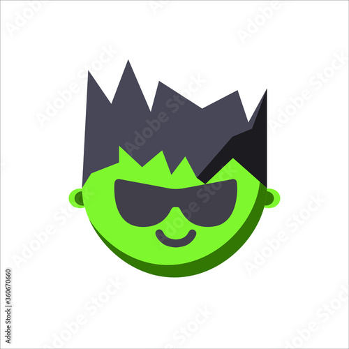 vector icon of naughty emoji of green evil face