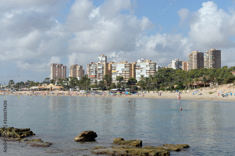 Playa de Campoamor beach in Orihuela Costa. Spain